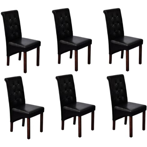 Lot de 6 Chaises de salle à manger - Chaises à dîner Noir Similicuir BV769698 - BonneVie (1/5)