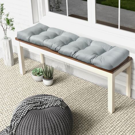 Coussin De Banc Extérieur 150x35x5cm - Housse Lin Amovible - Antidérapant - Gris Foncé