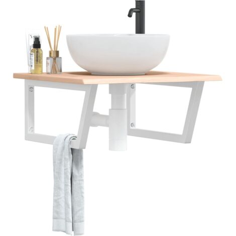 Étagère Lavabo Blanche Rossignol - Minimaliste 1 Niveau - Meuble Salle De Bain
