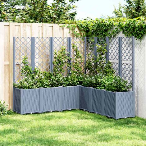Jardinière avec treillis-Pot de fleur bleu gris 160x160x140 cm PP (1/5)