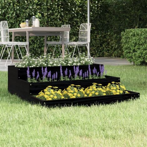 Jardinière-Pot de fleur Noir 78x78x27 cm Bois massif de pin (1/5)