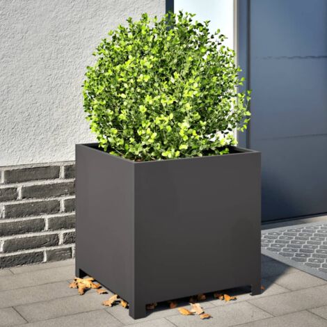 Jardinière-Pot de fleur noir 50x50x50 cm acier 683330 (1/5)