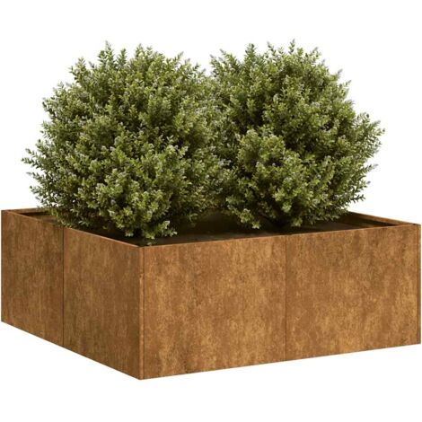 Jardinière-Pot de fleur rouillé 80x80x30 cm acier inoxydable (1/5)