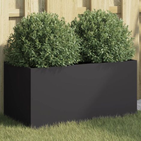 Jardinière-Pot de fleur noir 62x30x29 cm acier (1/5)