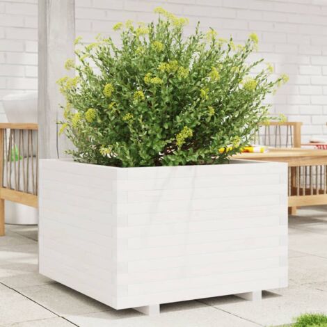 Jardinière-Pot de fleur blanc 70x70x49,5 cm bois de pin massif 283412 (1/5)