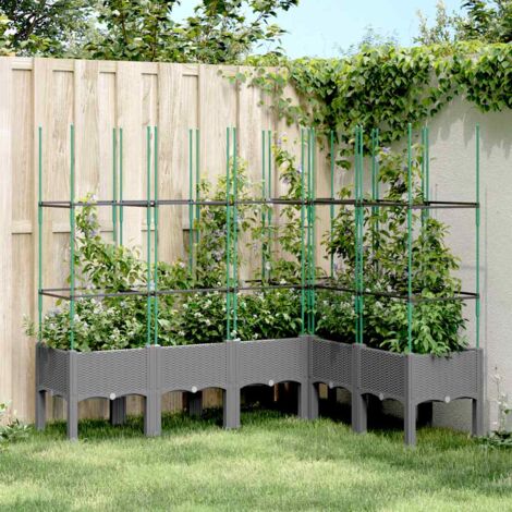 Jardinière avec treillis-Pot de fleur gris clair 160x120x142,5 cm PP (1/5)