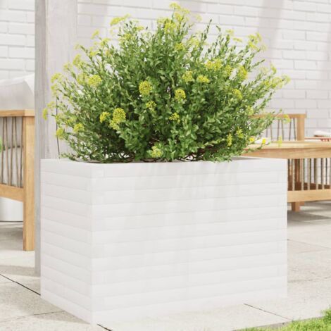 Jardinière-Pot de fleur blanc 70x40x45,5 cm bois de pin massif (1/5)