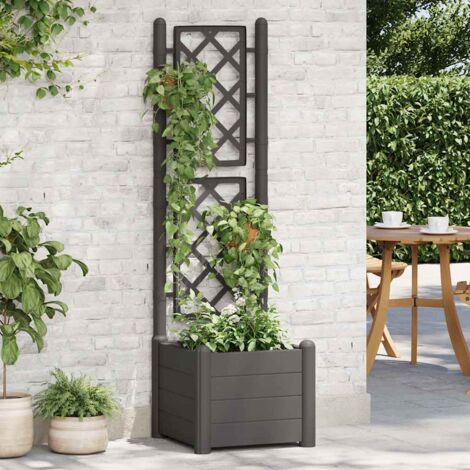 Jardinière avec treillis-Pot de fleur 43x43x142 cm PP Anthracite (1/5)