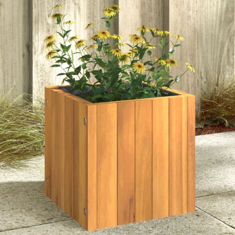 Jardinière-Pot de fleur 25x25x25 cm bois massif d'acacia (1/5)
