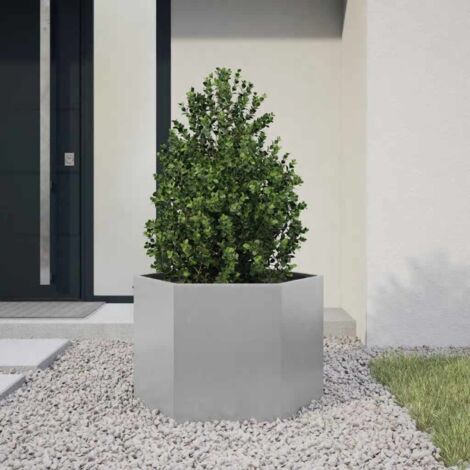 Jardinière-Pot de fleur hexagone 69x60x45 cm acier galvanisé (1/5)