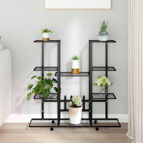 Jardinière avec roues-Pot de fleur 94,5x24,5x91,5 cm Noir Fer (1/5)