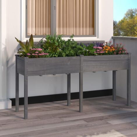 Jardinière avec doublure-Pot de fleur gris 161x45x76 cm bois massif de sapin (1/5)