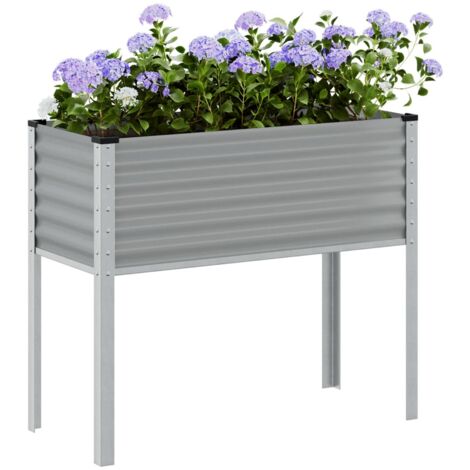 Jardinière-Pot de fleur gris 100x41x90 cm acier (1/5)