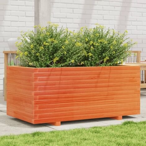 Jardinière-Pot de fleur cire marron 110x60x49,5 cm bois de pin massif (1/5)