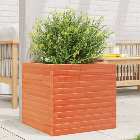 Jardinière-Pot de fleur cire marron 50x50x45,5 cm bois de pin massif (1/5)