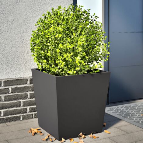 Jardinière-Pot de fleurs 2 pcs noir 50x50x50 cm acier (1/5)