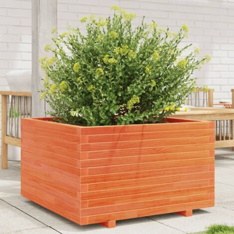 Jardinière-Pot de fleur cire marron 80x80x49,5 cm bois de pin massif (1/5)