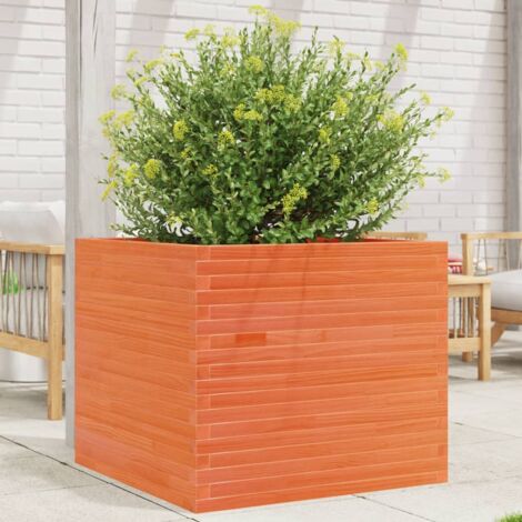 Jardinière-Pot de fleur cire marron 80x80x68,5 cm bois de pin massif (1/5)