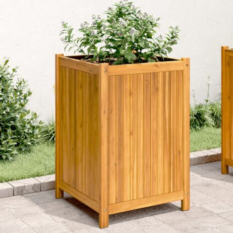 Jardinière avec doublure-Pot de fleur 50x50x75 cm bois massif d'acacia (1/5)