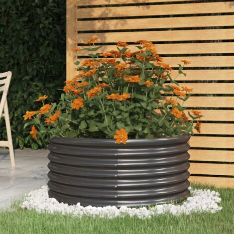 Jardinière-Pot de fleur Acier enduit de poudre 80x80x36 cm Anthracite (1/4)