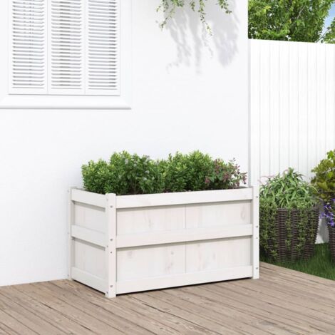 Jardinière-Pot de fleur blanc 90x50x50 cm bois de pin massif (1/5)