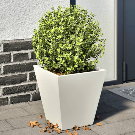 Jardinière-Pot de fleurs 2 pcs blanc 30x30x30 cm acier 120552 (1/5)