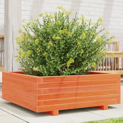 Jardinière-Pot de fleur cire marron 70x70x26,5 cm bois de pin massif (1/5)