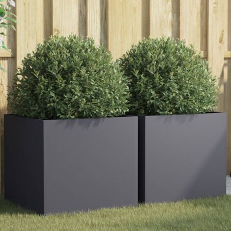 Jardinière-Pot de fleurs 2 pcs anthracite 49x47x46 cm acier (1/5)