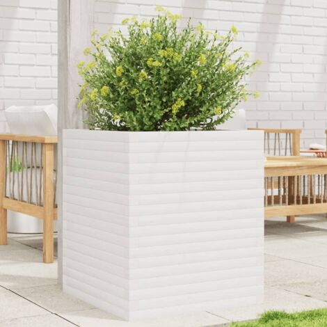 Jardinière-Pot de fleur blanc 60x60x68,5 cm bois de pin massif (1/5)