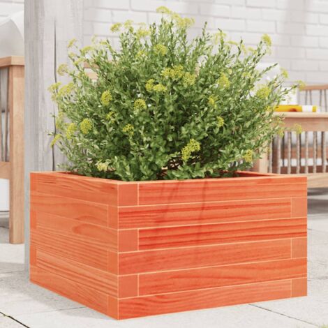 Jardinière-Pot de fleur cire marron 40x40x23 cm bois de pin massif (1/5)