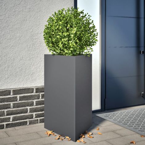 Jardinière-Pot de fleurs 2 pcs anthracite triangulaire 50x43x75 cm acier (1/5)