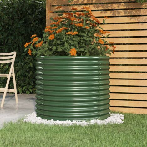 Jardinière de jardin-Pot de fleur Acier enduit de poudre 80x80x68 cm Vert (1/4)