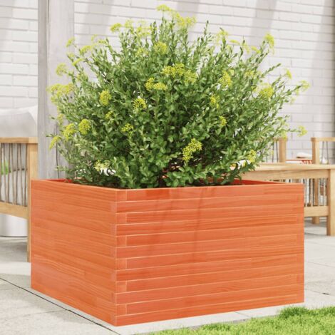 Jardinière-Pot de fleur cire marron 80x80x45,5 cm bois de pin massif (1/5)