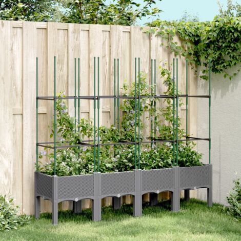Jardinière avec treillis-Pot de fleur gris clair 160x40x142,5 cm PP (1/5)