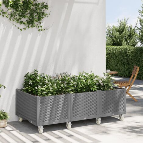 Gardra Jardiniere Polyester A Roulettes 150x40x40 Cm Gris Noir Ral 7021