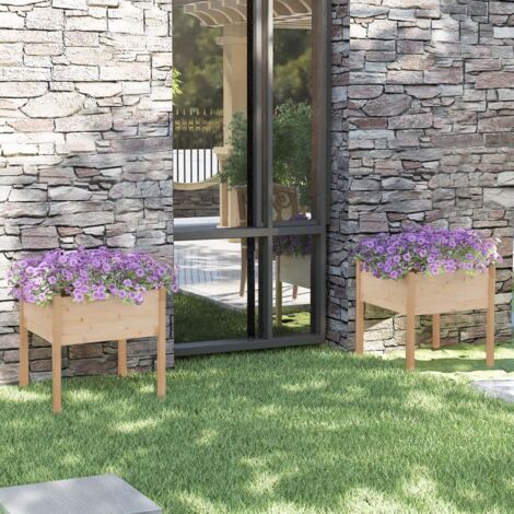 Jardinières d'extérieur-Pot de fleur 2 pcs 70x70x70 cm bois de pin massif (1/5)