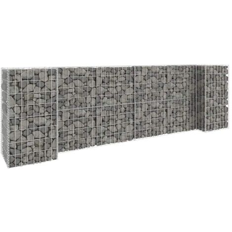 Jardinière à gabion-Pot de fleur en H Fil d'acier 260x40x80 cm (1/5)