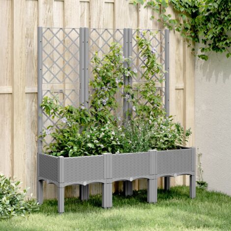 Jardinière avec treillis-Pot de fleur gris clair 120x40x142 cm PP (1/5)