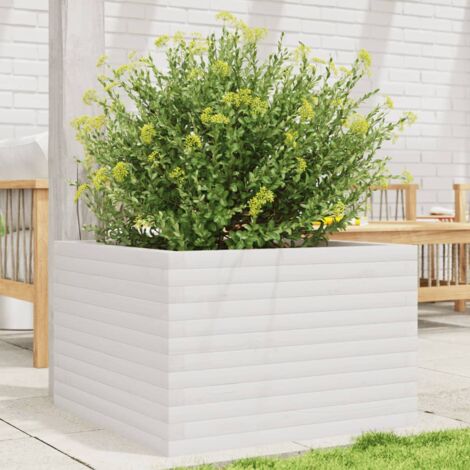 Jardinière-Pot de fleur blanc 70x70x45,5 cm bois de pin massif (1/5)