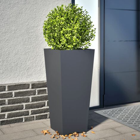 Jardinière-Pot de fleurs 2 pcs anthracite 35x35x75 cm acier (1/5)