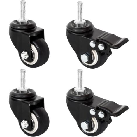 Roues pour jardinière-Pot de Plantes 4 pcs noir 8x3,5x8 cm fer (1/5)