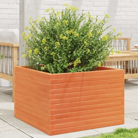 Jardinière-Pot de fleur cire marron 70x70x46 cm bois de pin massif (1/5)