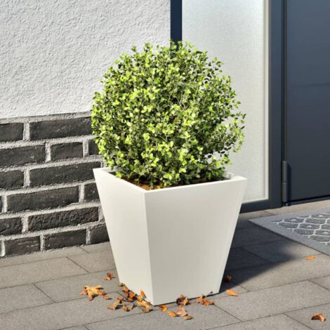 Jardinière-Pot de fleur blanc 30x30x30 cm acier 902375 (1/5)