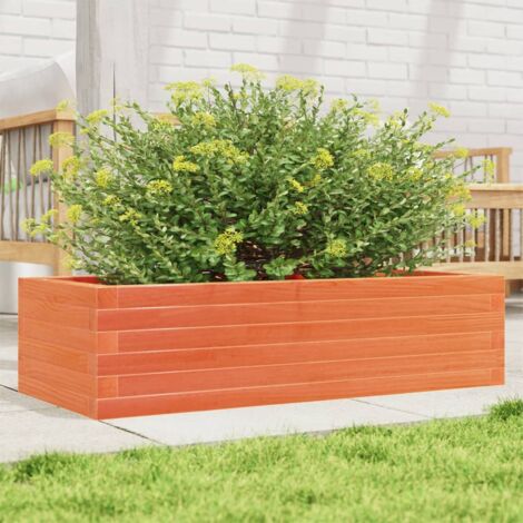 Jardinière-Pot de fleur cire marron 90x40x23 cm bois de pin massif (1/5)