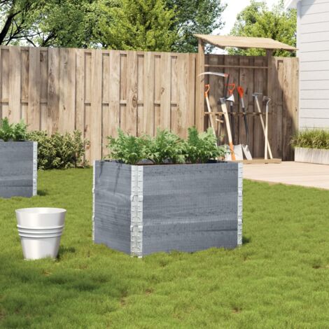 Jardinière-Pot de fleur gris 80x60 cm bois massif de pin 515062 (1/5)