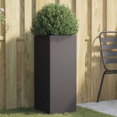 Jardinière-Pot de fleur noir 32x29x75 cm acier (1/5)