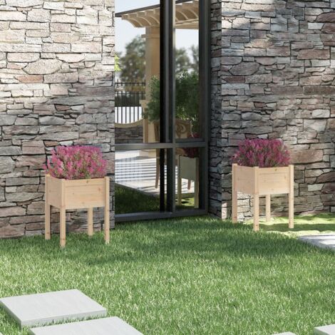 Jardinières d'extérieur-Pot de fleur 2 pcs 50x50x70 cm bois de pin massif (1/5)