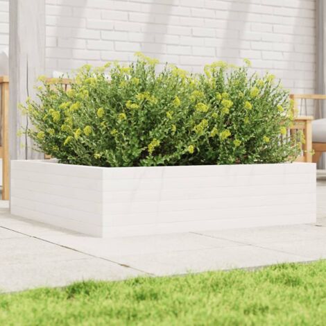 Jardinière-Pot de fleur blanc 90x90x23 cm bois de pin massif (1/5)