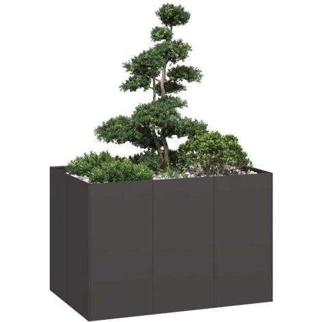 Jardinière-Pot de fleur noir 120x80x80 cm acier (1/5)