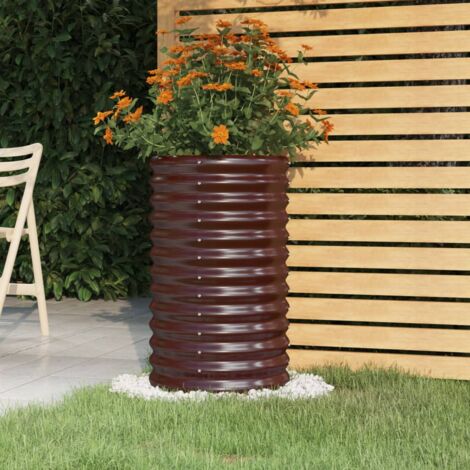 Jardinière de jardin-Pot de fleur Acier enduit de poudre 40x40x68 cm Marron (1/4)